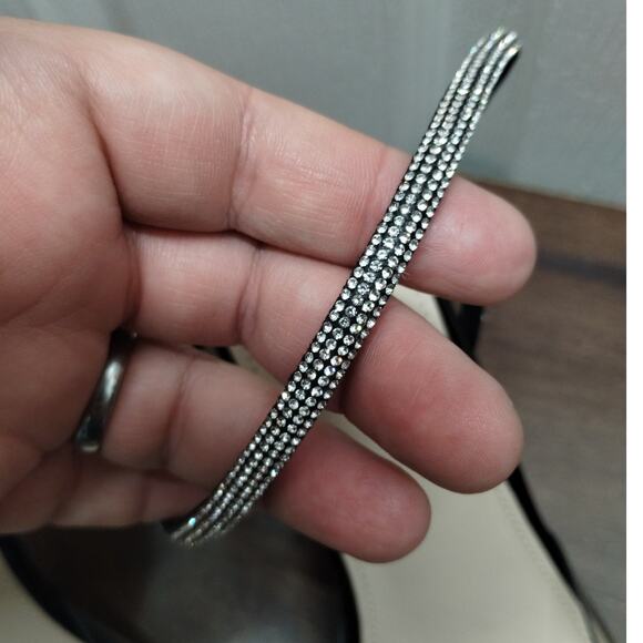 ZBY Women's Size 6.5 Clear Rhinestone Strappy Ankle Pointed Toe Block Heels - Picture 4 of 7